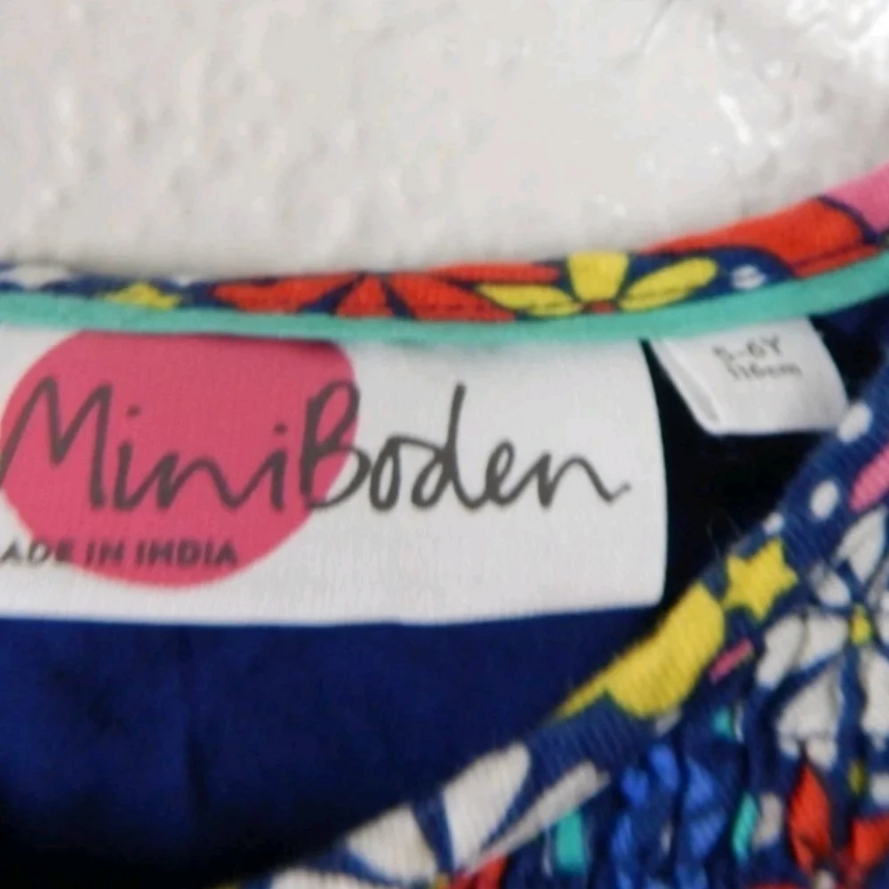 Mini Boden Floral Rainbow Long Sleeve Dress - Picture 3 of 3